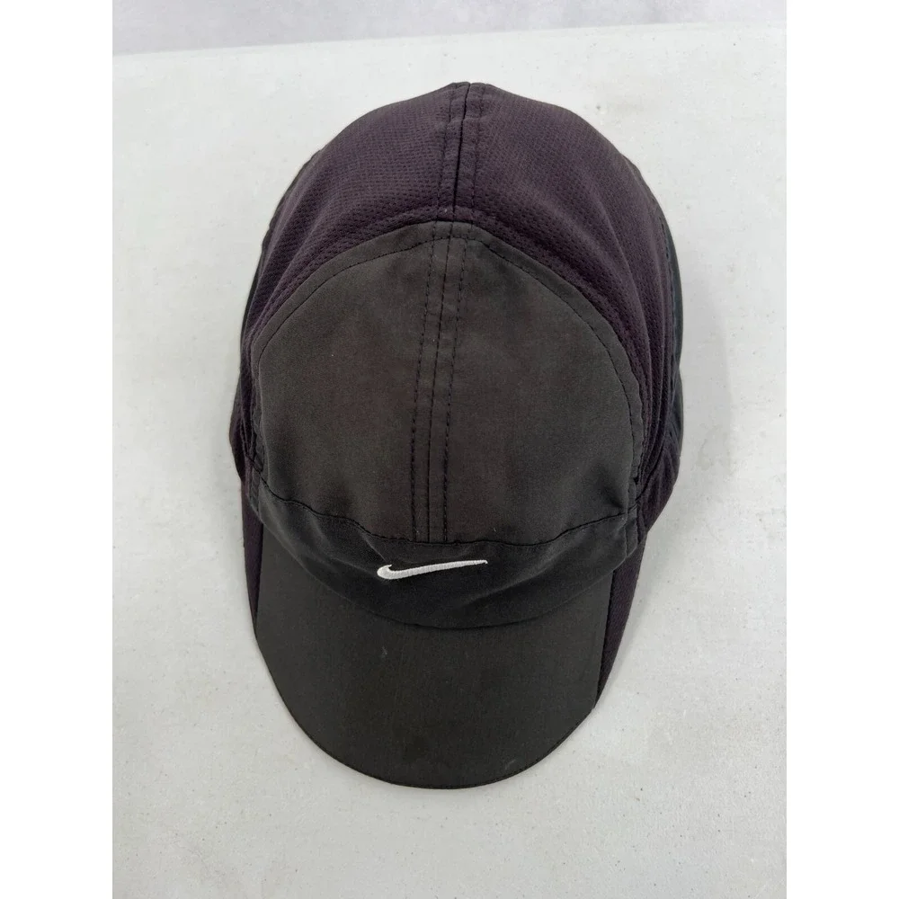 Nike Featherlight 7 Panel Hat Gray White Swoosh Dri-fit‎ Strapback Baseball Cap